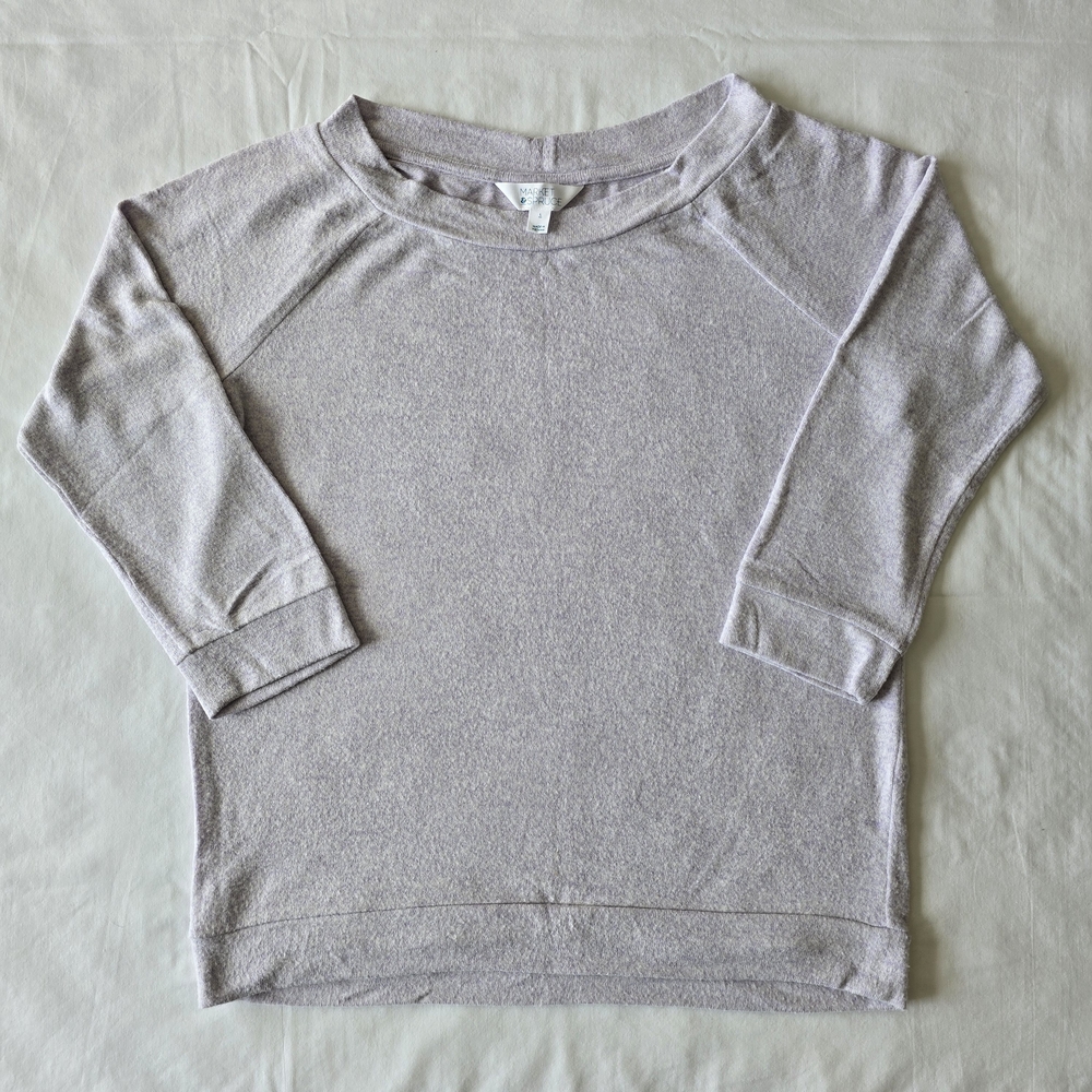 Market & Spruce Heathered Lilac Crew Neck Sweater (3/4 Sleeve)
